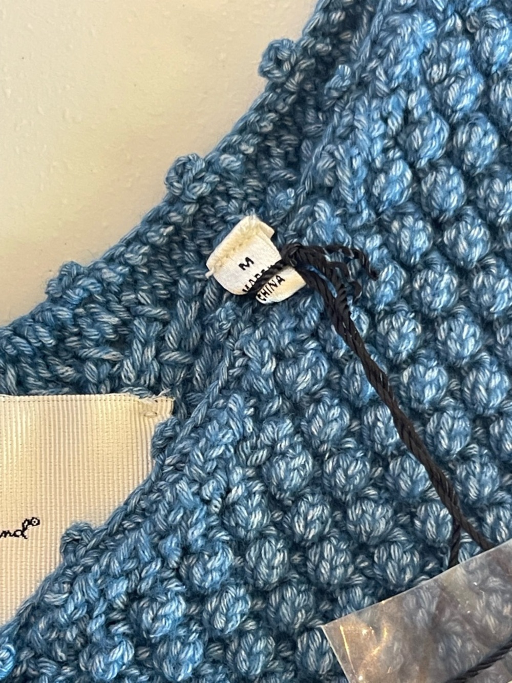 7 For All Mankind Blue Crochet Knit Peplum Top Tank Boho V Neck Coastal Chic M - Picture 6 of 15